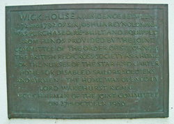 Wick House plaque